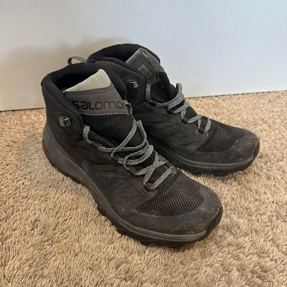 Salomon Boots Unisex Size 9 Black Ankle Hiking Trail Lace Up Combat Shoes - Picture 3 of 8